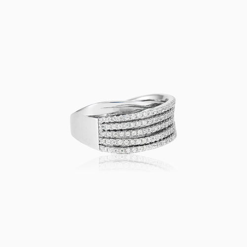 Bague argent à cinq rangées