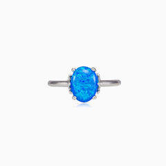 Bague couronne avec opale bleue