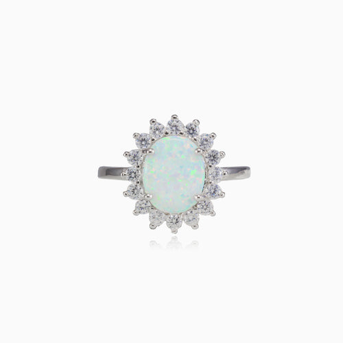  Královský prsten plochým bílým opálem