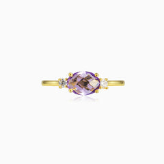 Ovaler Briolette-Amethyst-Goldring