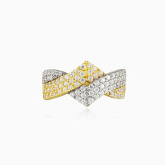 Cik cak dvoubarevný zlatý prsten