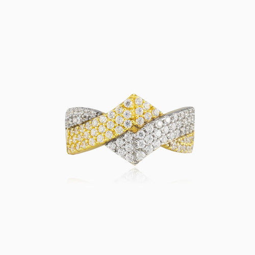 Anillo de oro bicolor con diseño zigzag