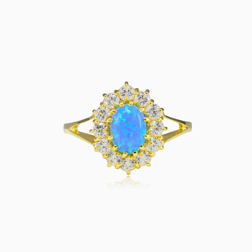 Anillo real de oro con ópalo azul
