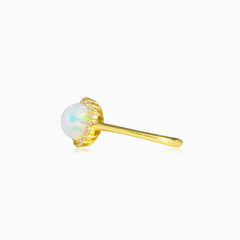 Zlatý prsten s bílým opálem