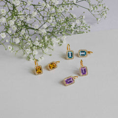 Náušnice s ametystem a osazením lunety