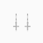 Boucles d’oreilles pendantes croix en zircone cubique