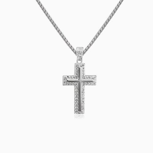 Croix en argent avec zircon cubique