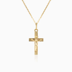 Péndulo de crucifijo en oro amarillo