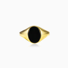 Bague ovale en onyx et or